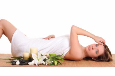 beyaz izole kadın rahatlatıcı Spa,