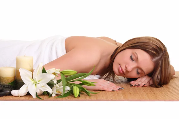 Beautiful young woman in a spa — Stock Photo, Image