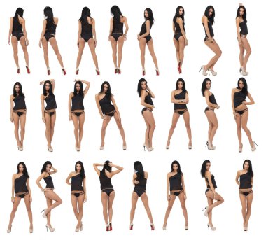 collage Beautiful babe with sexy booty in a black bikini clipart