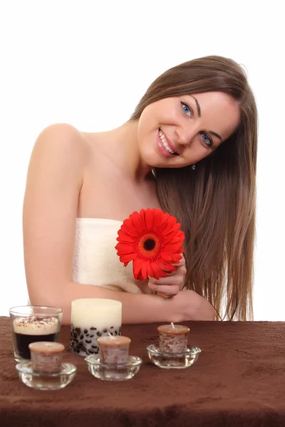 Beautiful caucasian woman in a spa — Stock Photo, Image