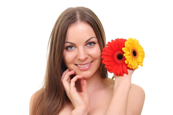 Retrato de una chica de spa con flores — Foto de Stock