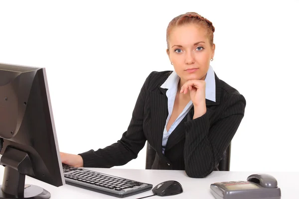 Young business woman at workplace — Stock Photo, Image