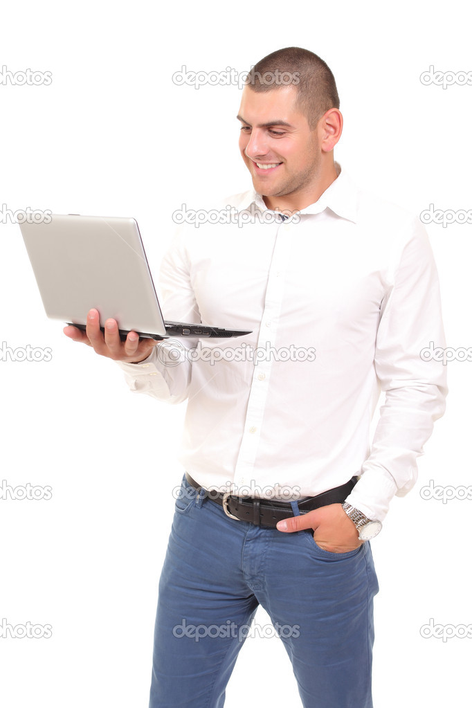 business man with a laptop in hand