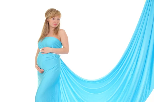 Vackra gravid kvinna isolerade över en vit bakgrund — Stockfoto