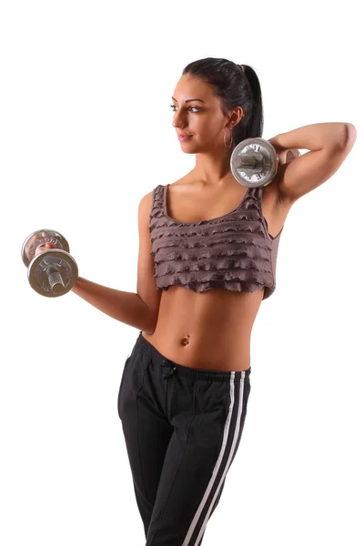 Girl with dumbbells Stock Picture