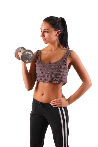 Girl with dumbbells Stock Image