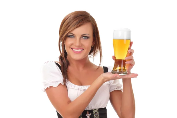 Bavarian woman with beer — Stock Photo, Image