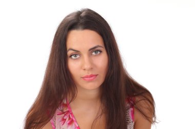 Beyaz arka plan üzerinde izole genç kadın portre