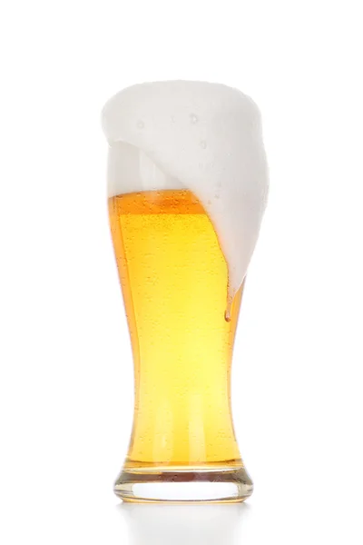 Glass of light beer isolated on white — Stock Photo, Image