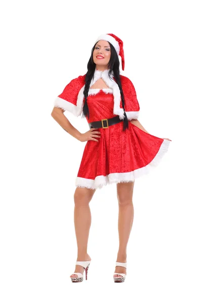 Bella ragazza vestita da Babbo Natale — Foto Stock