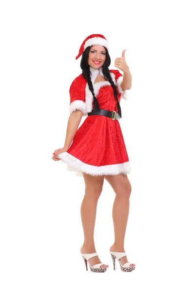 美丽的女孩打扮成圣诞老人 — 图库照片