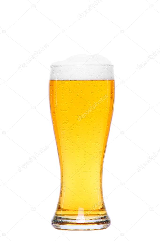 cold glass of beer with drops of water