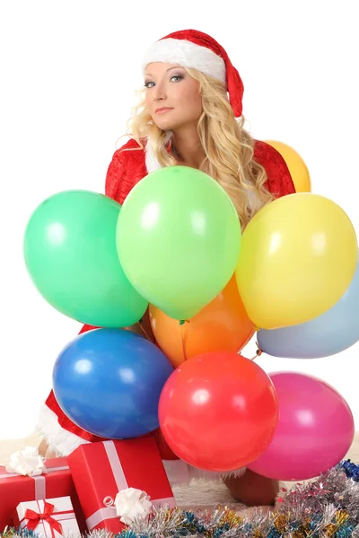 Beautiful young woman in Santa Claus clothes — Stock Photo, Image