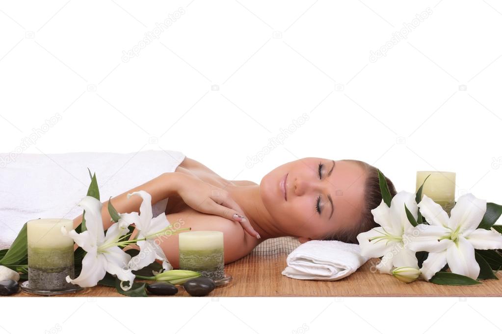 woman in spa salon lying
