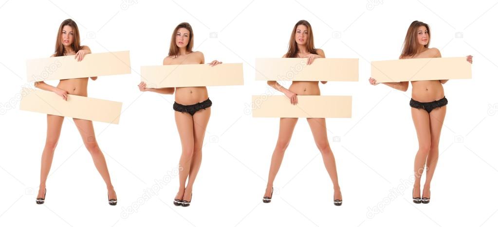 woman holding empty board