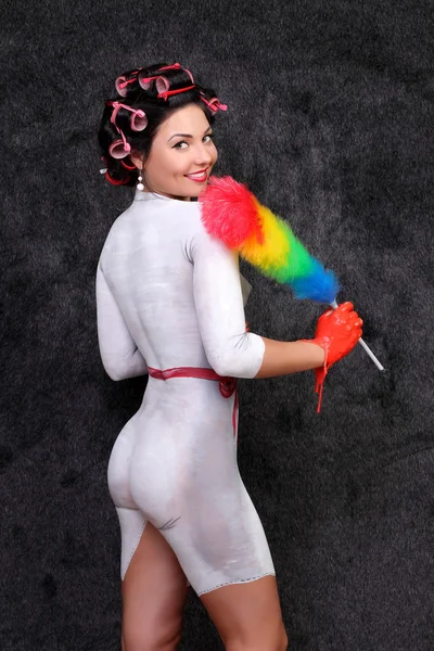 Porträt eines Mädchens mit Bodypainting-Stil Pinup — Stockfoto