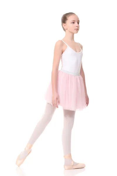 School age girl playing dress up wearing a ballet tutu — Stock Photo, Image