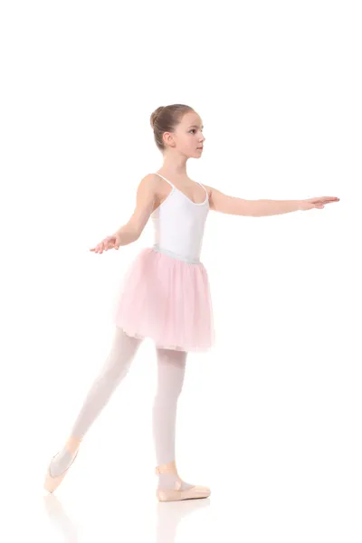 School age girl playing dress up wearing a ballet tutu — Stock Photo, Image