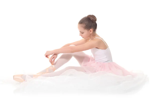 Young beautiful dancer posing on a studio background — Stock Photo, Image