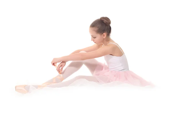 Young beautiful dancer posing on a studio background — Stock Photo, Image