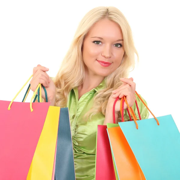 Smiling girl with shopping bags — Stock Photo, Image