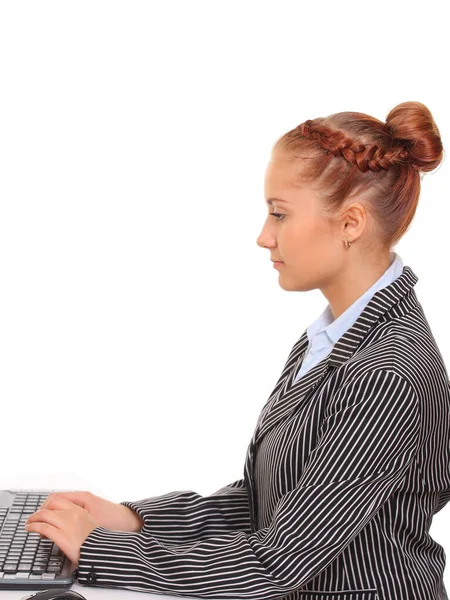 Junge Frau Arbeitsplatz Büro — Stockfoto