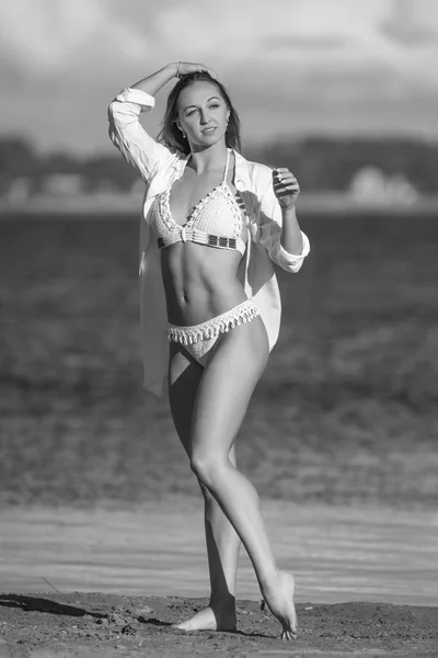 Beautiful Girl Sexy Bikini Beach — Stock Photo, Image