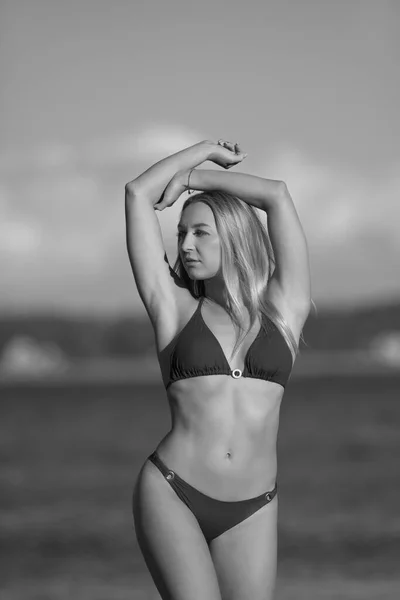 Beautiful Woman Sexy Bikini Beach — Stock Photo, Image