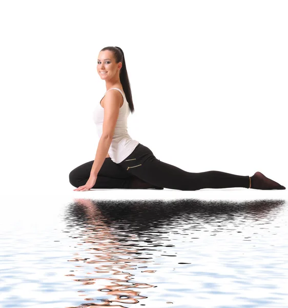 Young Woman Yoga Teacher Train Studio — Stock Photo, Image