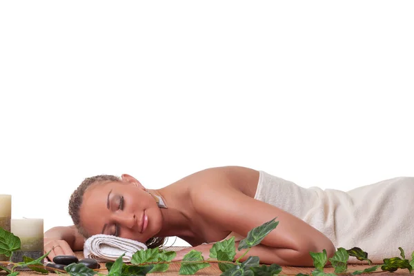 Schöne Frau Bekommt Wellness Massage Spa Salon — Stockfoto