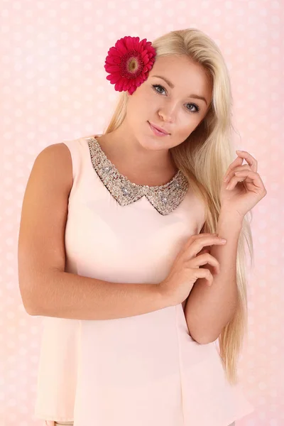 portrait of a young woman on a white background