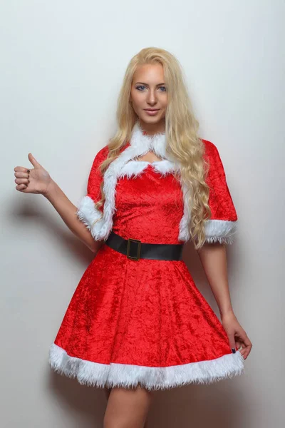 Portrét Krásné Sexy Ženy Nosí Santa Claus Oblečení — Stock fotografie