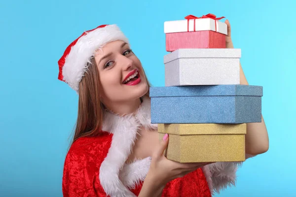 Retrato Una Hermosa Mujer Sexy Con Ropa Santa Claus —  Fotos de Stock