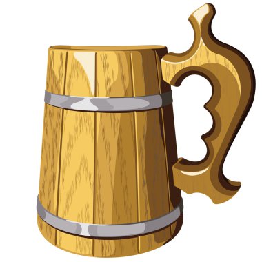 Wooden beer mug vector.No mash, no gradient clipart