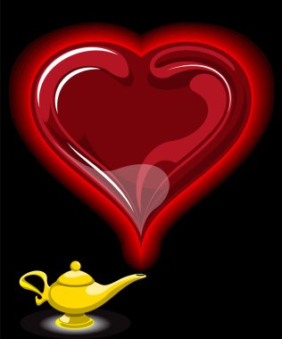 Alladin lamp with hearts clipart