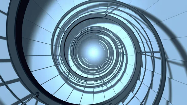 Niekończące się spiralne schody. Renderowanie 3D — Zdjęcie stockowe