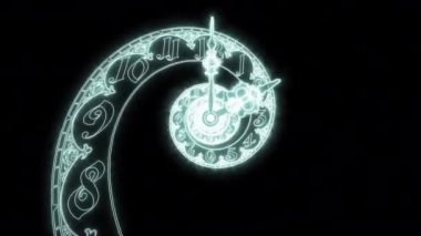 Hayalet efektli klasik spiral kameraya doğru durmadan hareket ediyor. 3D görüntüleme.