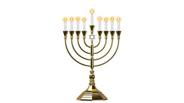 Hanuka 'nın İbrani Menorah' ı. 3 Boyutlu Hazırlama