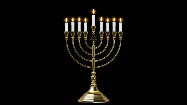 Hebrew Menorah of Hanukkah. 3D render — Stock Photo, Image