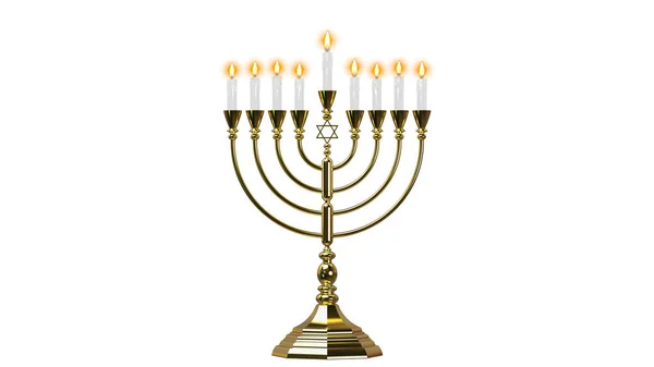 Hebrew Menorah of Hanukkah. 3D render — Stock Photo, Image
