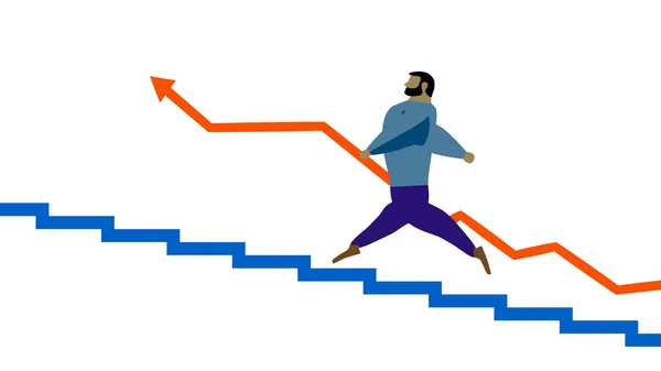 Cartoon άνθρωπος ανεβαίνουν τις σκάλες. — Φωτογραφία Αρχείου