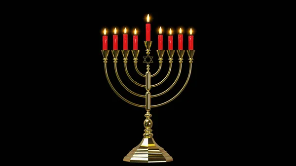 Hebraico Menorah de Hanukkah. Renderização 3D — Fotografia de Stock
