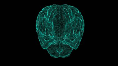 Karanlık uzay arka planında parlayan mavi telli beyin. 3 Boyutlu Hazırlama