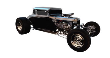Hot rod black on white background. 3D render.
