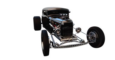Hot rod black on white background. 3D render.