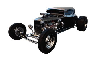 Hot rod black on white background. 3D render.