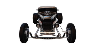 Hot rod black on white background. 3D render.