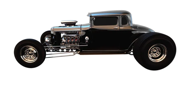 Hot Rod Black White Background Render — стоковое фото