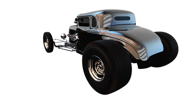 Hot Rod Black White Background Render — 스톡 사진