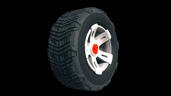 Tyre Wheels Render Dark Background — 图库照片